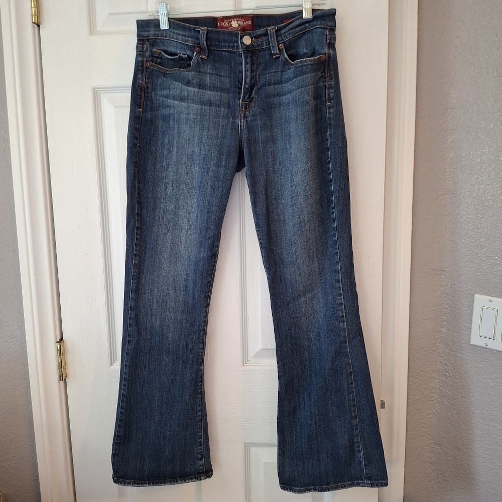 Lucky Brand Sofia Boot Ankle Blue Denim Jeans Women's Sz 10 / 30 Cowgirl Western